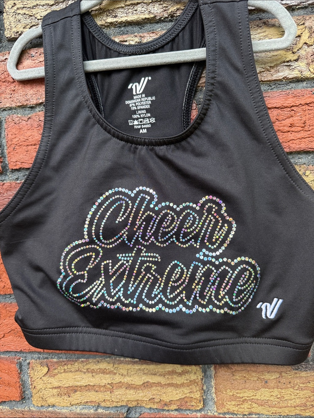Cheer Extreme Black Rhinestone Sports Bra
